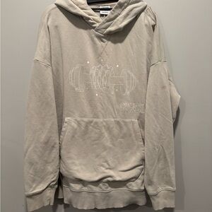 Gymshark Beige Hoodie with Dumbbell Graphic